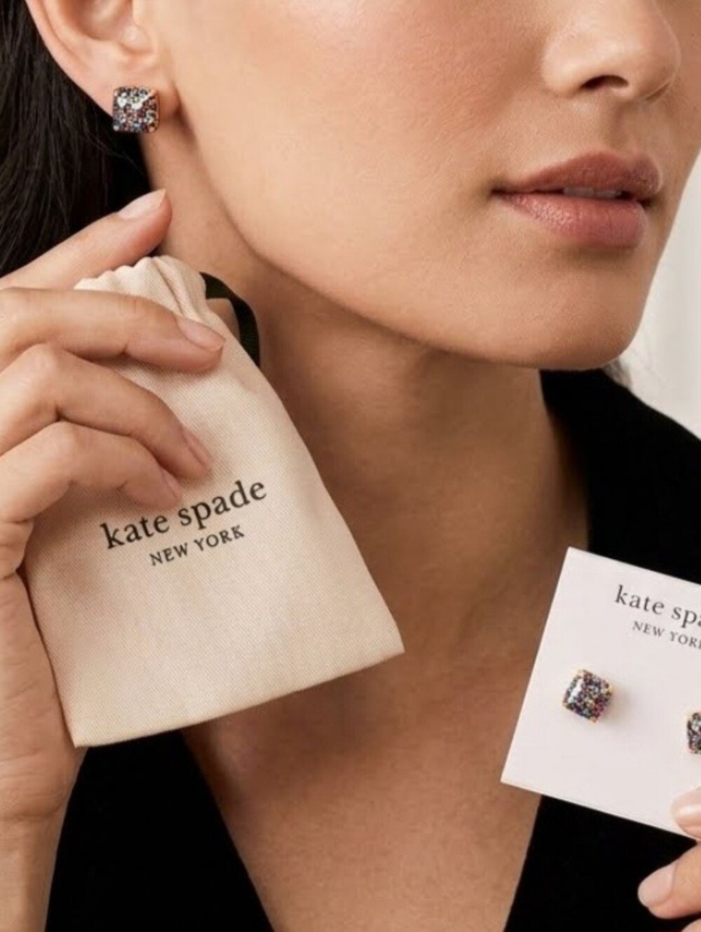 Kate Spade Multicolor Glitter Cube Stud Earrings
